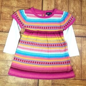Baby Gap Southwest Long Sleeve Bright Color Stripes Print Dress 6-12 month